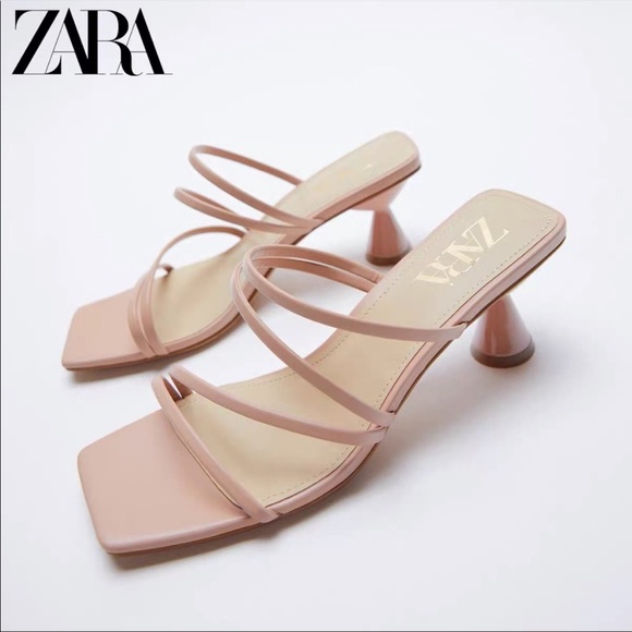 Zara Heeled Leather Square Toe Sandals - Picture 2 of 9